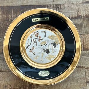 Authentic Vintage Art of Chokin Black 24k Gold Trimmed Plate